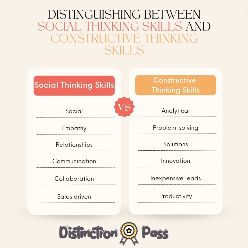 What is the difference between social thinking skills and constructive thinking skills?